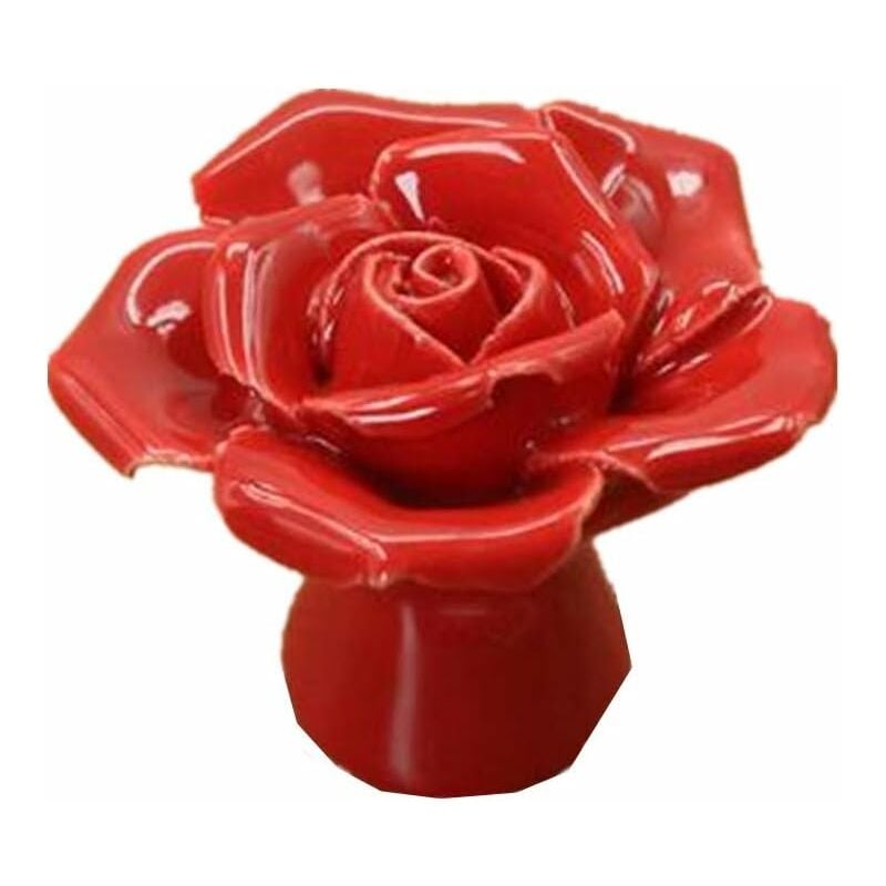 NORCKS Türschlossgriff 1 Stück Blume Rote Rose Keramik Schubladenknöpfe  Schränke Ländliche Knöpfe und Griffe Küchenschrankgriffe  Kinderzimmerdekoration