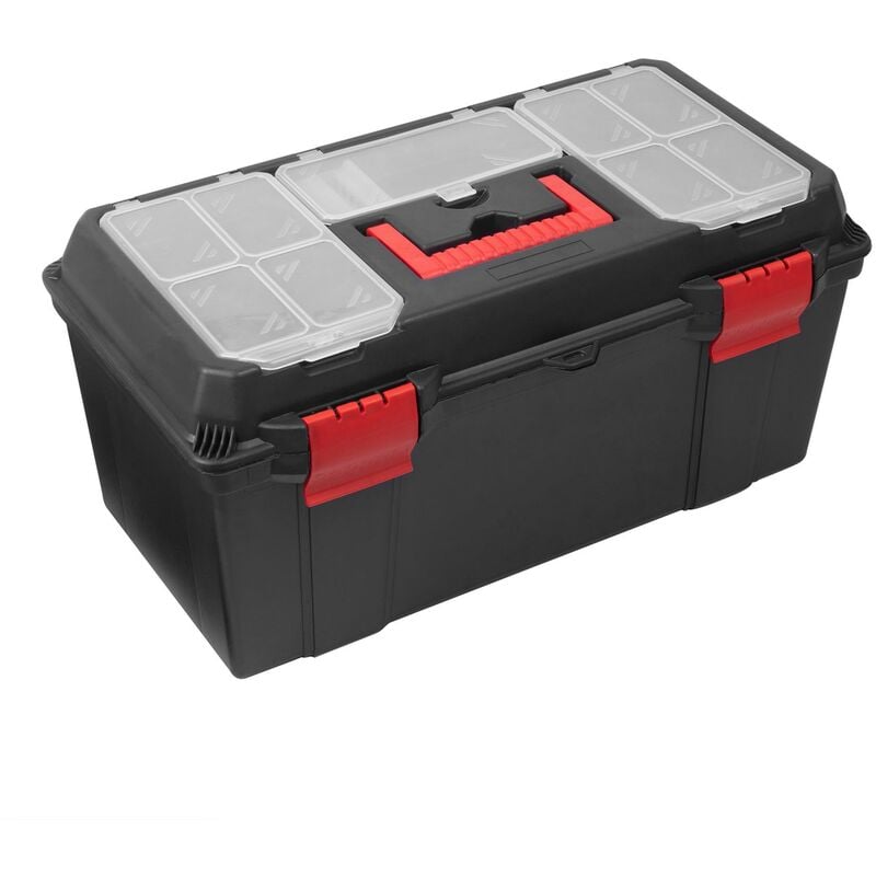 Hyper Tough 22-inch Toolbox, Plastic Tool and Hardware Storage, Black 