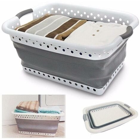 LARGE COLLAPSIBLE LAUNDRY BASKET WASHING CLOTHES BIN FOLDABLE SPACE SAVING  NEW