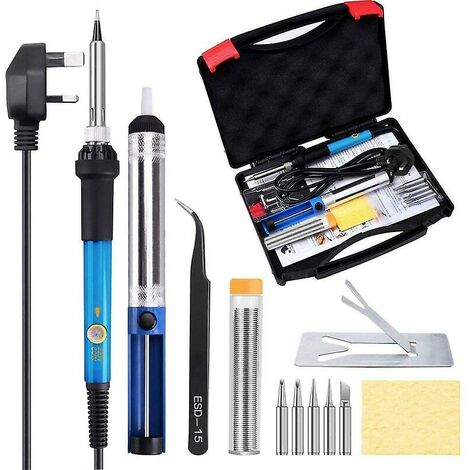 Kit de fer à souder - Température réglable 60 W - Pistolet à souder électrique avec boîte à outils (Kit de 12 pièces)