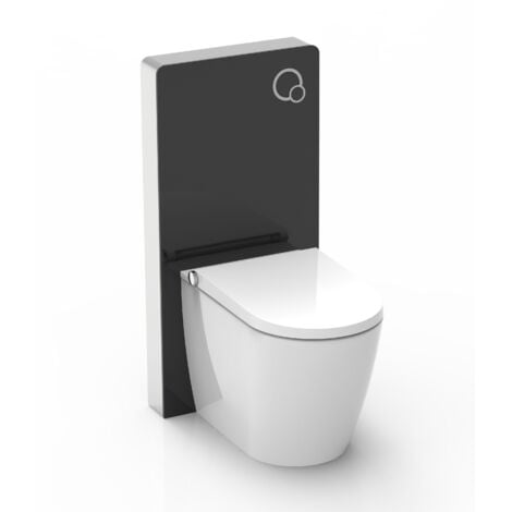 Schwarzglas Sanitärmodul für Stand-WC inkl. Betätigungsplatte