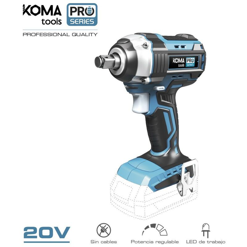 Koma Tools Llave de impacto 20v sin bateria y cargador 16x235cm pro series battery brushless ni