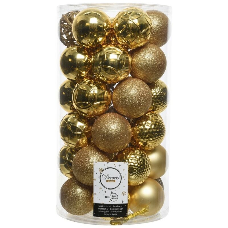 Edm Tubo 37 bolas decorativas para arbol navidad dorado talla unica ø6cm