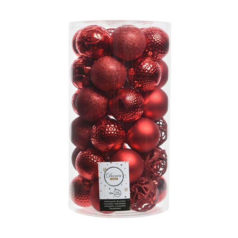 Tubo de 37 bola rojas decorativas para arbol de navidad ø6cm