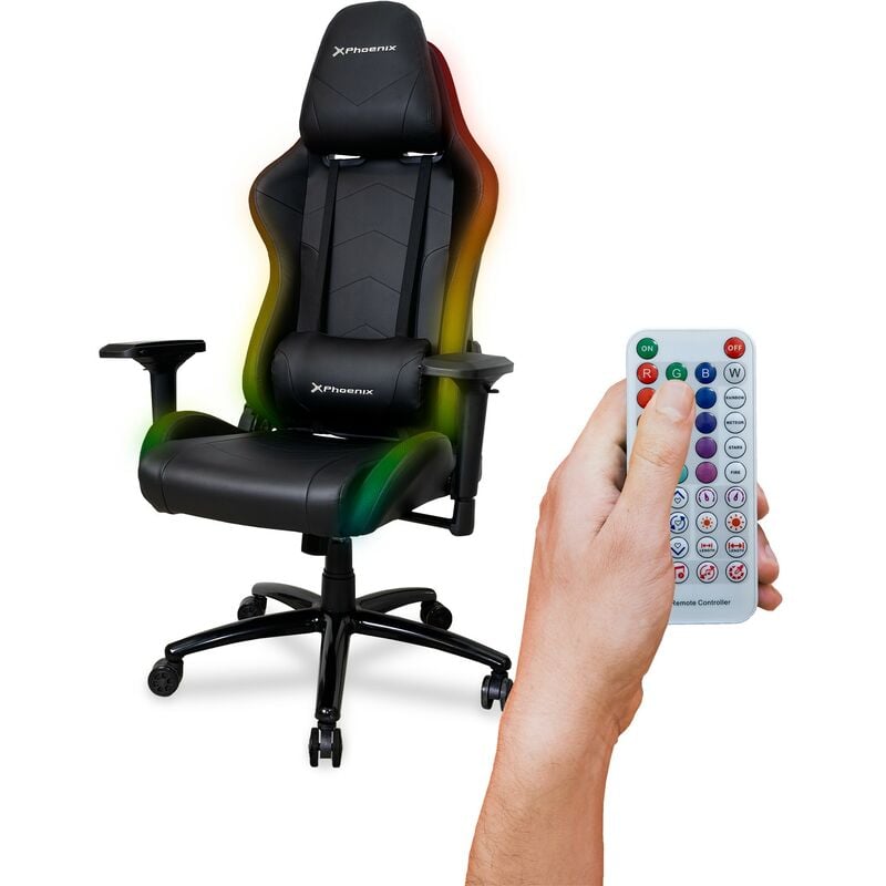 Phoenix technologies silla elite rgb gaming escritorio gamer ergonómica para ordenador cuero pu pistón clase 4 reposabra