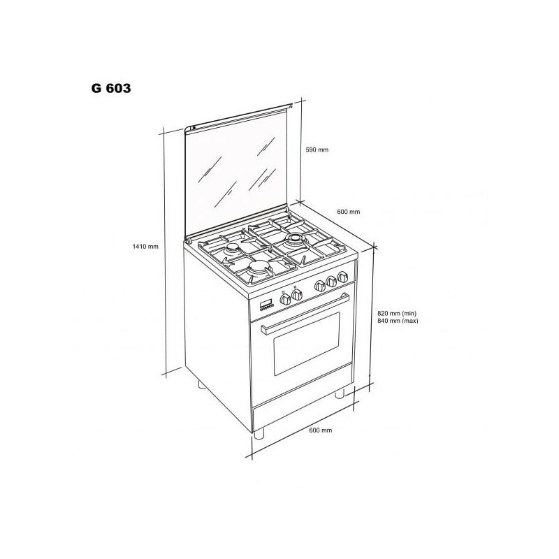 COCINA GAS BUTANO MEIRELES G603X 3F 60x60