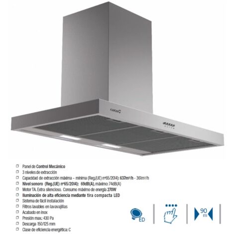 Cata S PLUS 9010 X - Campana Chimenea Ancho 90 Cm Inox