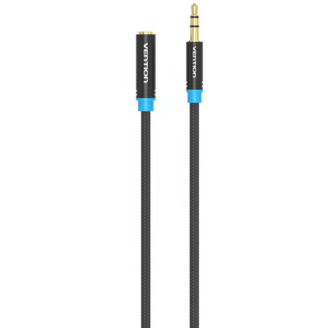 Cable de extensión de audio con conector de nylon de 3,5 mm - Negro metálico - Vention - 0.5m (1/4)