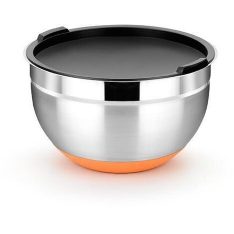 Bol de Cocina BRA Efficient 24 cm Acero Inox con Tapa y Base de Silicona