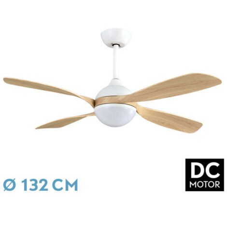 FABRILAMP Ventilador Dc Livorno 30w 3250lm Blanco/haya 132d 4aspas 3000k,4500k,6000k, Remoto+ Temporizador+ Memoria (1/2)