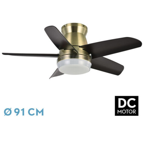 Ventilador Dc Neutron 24w 2400lm Cuero/negro 5aspas 91d 3000k,4500k,6000k, Remoto+temporizador+memoria (1/2)