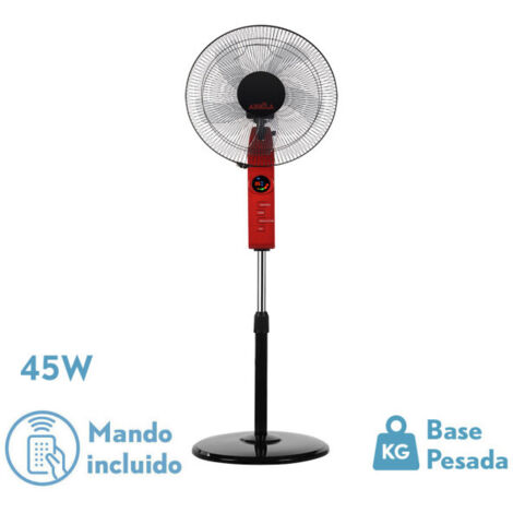 Ventilador De Pie Circus Rojo/negro 3vel 45w Regx43x40cm Oscilante 5asp.c/ Remoto,temporizador (1/2)