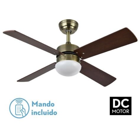 Ventilador de techo "Sofía" con control remoto 2xE27 (32W motor DC 45dB) IP20 color cuero y nogal (1/7)