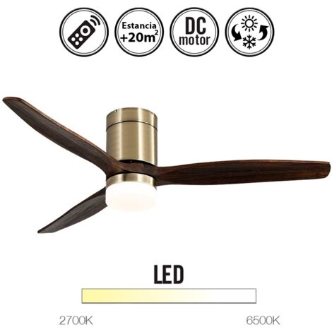 Ventil 20w Dc Aguilon Cuero 3 Aspas Roble 6 Velocidades C/remoto, Reg. Intensidad, Temporizador 30,5x132x132 Cm