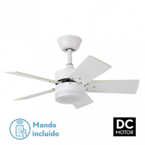 Ventilador Dc Marta 36w Blanco 5 Aspas Rev. Blanco/haya 41x76d 3060lm C/ Remoto , Memoria Y Temporizador 3000k,4000k,6000k