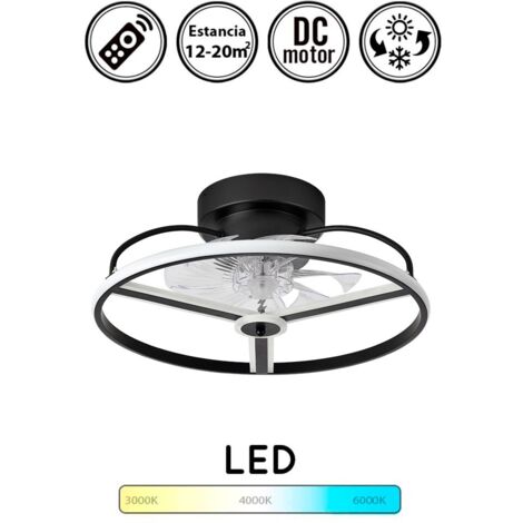 FABRILAMP Ventilador 60w Dc Bora Negro 8 Aspas Transp. 18x50x50cm 6 Vel. 3 Colores C/remoto, Memoria, Temporizador Y Reg.Intensidad 5100lm (1/4)