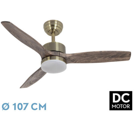 Ventilador Dc Torino 24w Cuero 3aspas Roble 6vel 107d 2424lm 3000k,4000k,6500k Remoto+temporizador+memoria