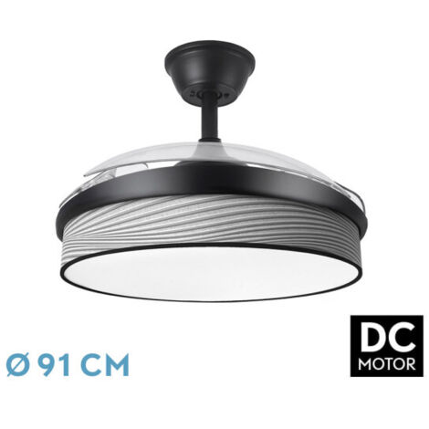 Ventilador Dc Moda 72w Negro/surco Gris 91d 3aspas 7200lm 3000-4000-6000k Remoto+ Memoria+ Temporizador (1/3)