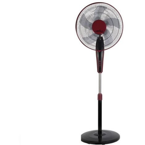 Ventilador De Pie Borlon Negro/burdeos 3 Vel.55w 5x2 aspas Orientable+ Remoto+ Temporizador Regx43x40 Cm (1/3)