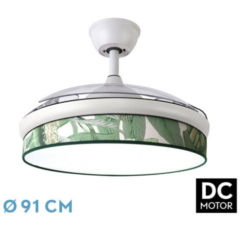 Ventilador Dc Moda 72w Blanco/hoja Verde 91d 3aspas 7200lm 3000k, 4000k, 6000k Remoto+ Memoria+ Temporizador (1/3)