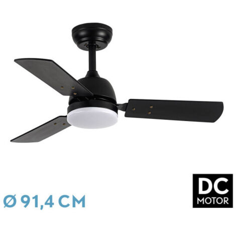 Ventilad Dc Portico 20w Negro 3aspas Negro/gris 6vel. 3000k,4000k,6500k 2350lm Remoto, Memoria Y Temporizador 91,4d