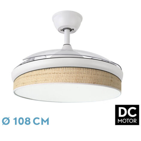 FABRILAMP Ventilador Dc Moda 72w Blanco/cañizo Claro 108d 3aspas 7200lm 3000k,4000k,6000k Remoto+memoria+temporizador (1/3)