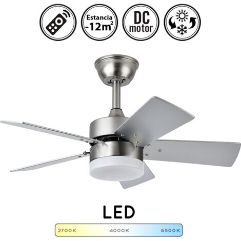 Ventilador Dc Marta 36w Niquel 5 Aspas Rev. Haya/plata 41x76d 3060lm C/ Remoto, Memoria Y Temporizador 3000k,4000k,6000k (1/4)