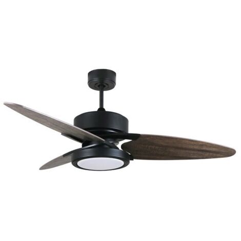 FABRILAMP Ventilador Dc Cross 30w Negro 3 Aspas Gris/roble 6vel. 3 Colores 3250lm 132d Remoto, Memoria Y Temporizador