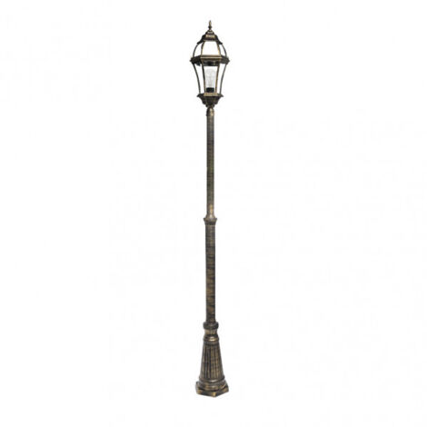 Farola exterior aluminio becrux 1xe27 neg/oro ip44 234x25x25 cm regulable en altura