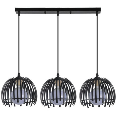 FABRILAMP Lámpara de techo alargada Latina Negra 3xe27 Regx74x20cm