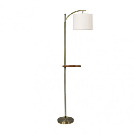 FABRILAMP 156941014 Pie Salon Seda 1xe27 Cuero C/pantalla Beis C/mesita Madera 181x27x44 Cm (1/3)