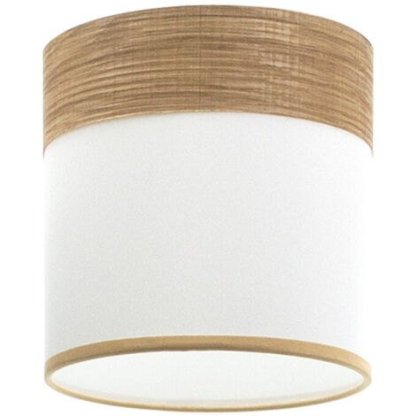 Cloe Blanco/Madera Clara E27 Barrete/Pantalla de Techo (Ø16 x 16 x 16 cm)