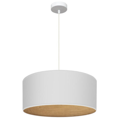 FABRILAMP Colgante Tania 1xe27 Blanco/blanco-madera Clara Regx50x50 Cm
