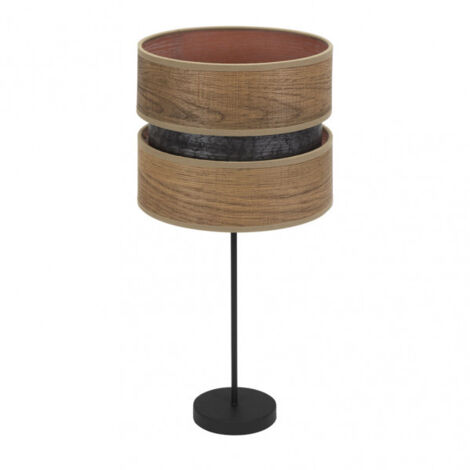Sobremesa alto colet 1xe27 negro/madera oscura 61x30x30 cm