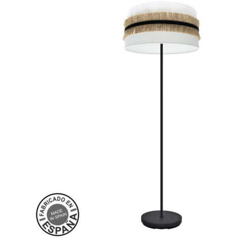 Pie De Salón 1xE27 Negro Blanco Yute 166x40x40cm ANGOLA