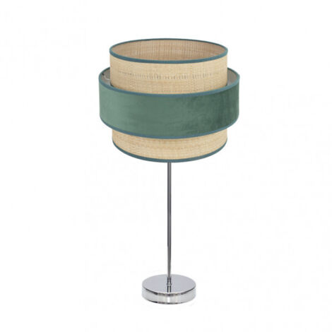 Sobremesa alto reyes 1xe27 cromo/natural-verde 64x30x30 cm