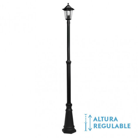 Farola exterior aluminio auriga 1xe27 negro ip44 220x20x20 cm  regulable en altura