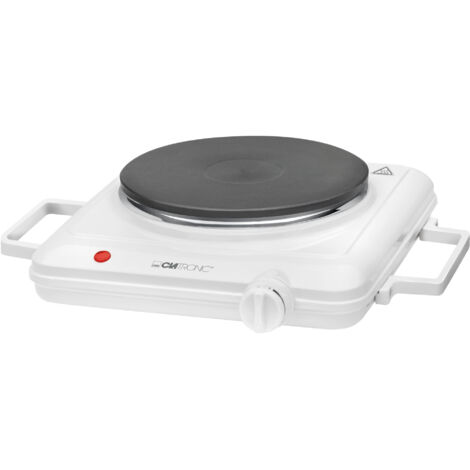Clatronic EKP 3582 Hornillo Eléctrico, Zona Cocinado 18 cm con Asas, Termostato Regulación Continua, Ideal Camping 1500W Blanco