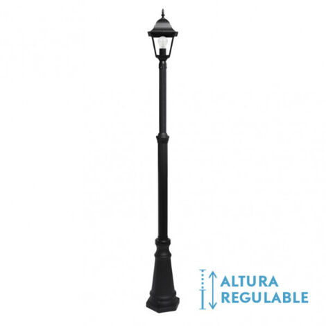 Farola exterior aluminio spica 1xe27 negro ip44 220x20x20 cm  regulable en altura