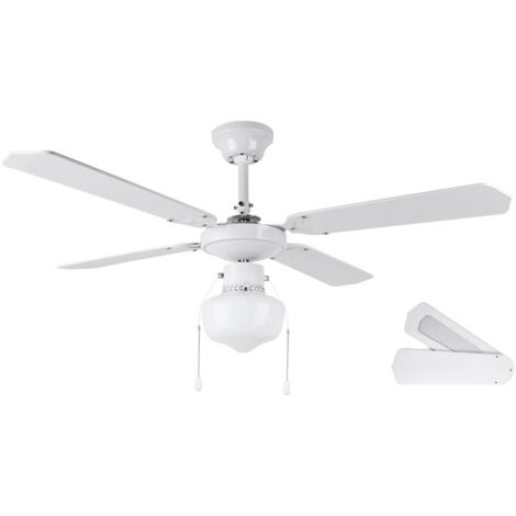Ventilador de techo 105cm – 4 palas reversibles – 3 velocidades – Luz LED 70W – Color blanco – Ideal para espacios amplios – Orbegozo (1/3)