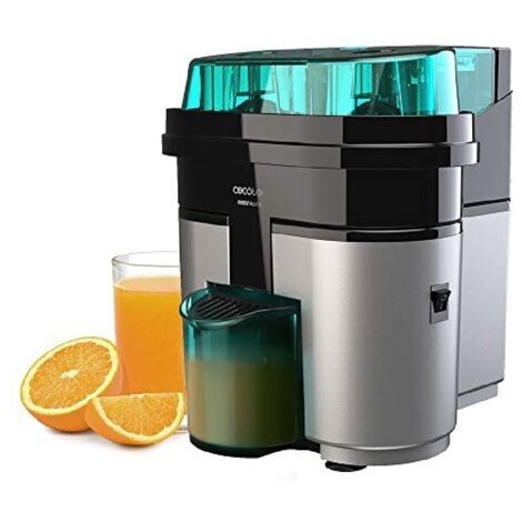 Cecotec Exprimidor Naranjas eléctrico EssentialVita Twice Black. 90 W, Doble Cabezal y Cortador, Filtro para Pulpa, Vaso 500ml, Piezas aptas para lavavajillas