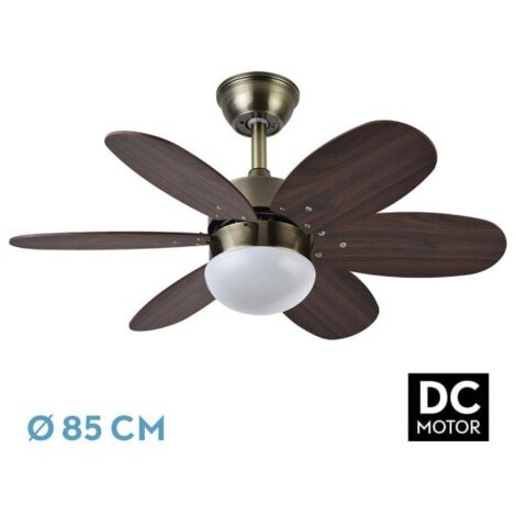 Ventilador de techo "Alves" con control remoto 2xE27 (20W motor DC 45dB) IP20 color cuero y nogal