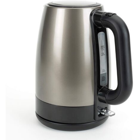 Black & Decker – Hervidor eléctrico 1,7L 2200W – Acero inoxidable negro – Base giratoria 360° – Apagado automático – Indicador de nivel de agua (1/5)