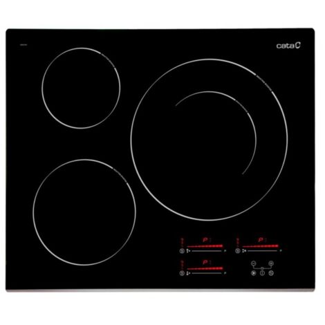 Placa de Inducción 63cm 3 Zonas Fuego 32cm CATA 8063400   Negro