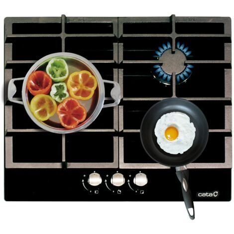 Placa a Gas Natural Superficie Cristal 58cm 3 Zonas CATA LCI 6021 (1/5)