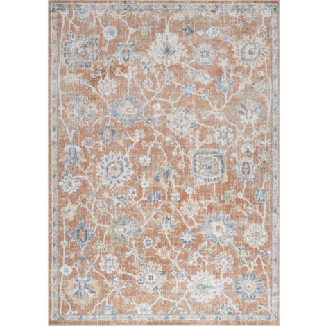 SURYA Tapis Lavable en Machine Tapis Persan Vintage Oriental Terracotta et Bleu 120 x 170 cm