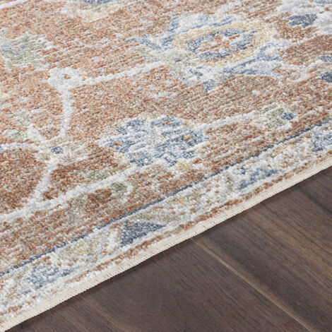 SURYA Tapis Lavable en Machine Tapis Persan Vintage Oriental Terracotta et Bleu 120 x 170 cm