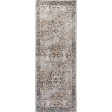 SURYA Tapis de Couloir Lavable en Machine Marron/Ivoire 80x220 cm