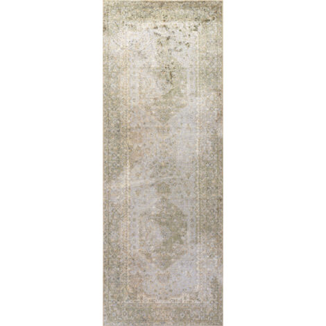 SURYA Tapis de Couloir Vintage Lavable en Machine Vert/Brun 80x220 cm