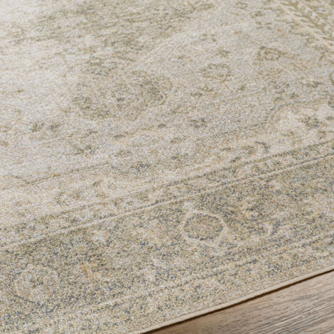 SURYA Tapis de Couloir Vintage Lavable en Machine Vert/Brun 80x220 cm